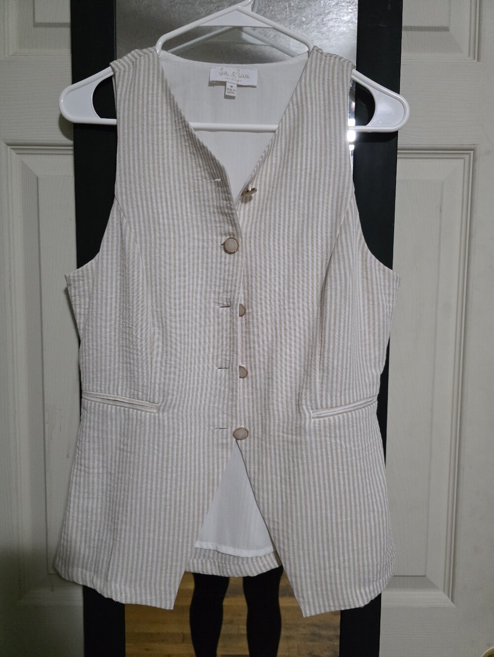 Love Cream and Tan Striped Sleeveless Vest
